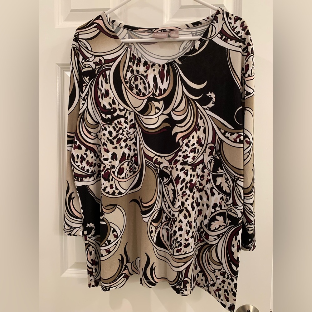 Chico's Black and Cream Swirl Blouse